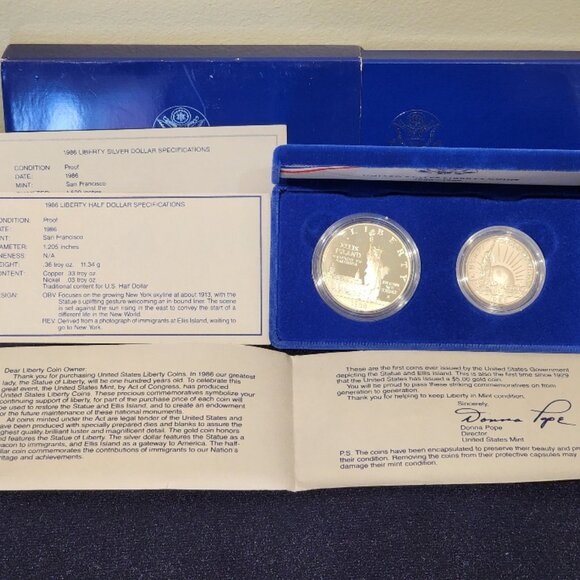 1986 US Mint Proof Liberty 2 Coin Set - Picture 2 of 15
